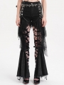 Black Gothic Punk Spider Web Chain Denim Hot Pants for Women