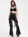 Black Gothic Punk Spider Web Chain Denim Hot Pants for Women