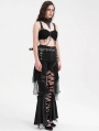 Black Gothic Punk Spider Web Chain Denim Hot Pants for Women