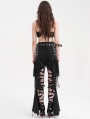 Black Gothic Punk Spider Web Chain Denim Hot Pants for Women