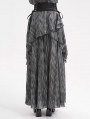 Grey Gothic Irregular Ruffle Flowy High Waist Maxi Skirt