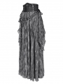 Grey Gothic Irregular Ruffle Flowy High Waist Maxi Skirt