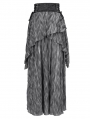 Grey Gothic Irregular Ruffle Flowy High Waist Maxi Skirt