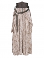 Brown Gothic Steampunk Irregular Ruffle Flowy High Waist Maxi Skirt