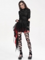 Black and Red Gothic Punk Mesh Splicing Pleated Mini Skirt