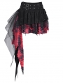 Black and Red Gothic Punk Mesh Splicing Pleated Mini Skirt