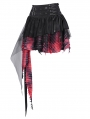 Black and Red Gothic Punk Mesh Splicing Pleated Mini Skirt