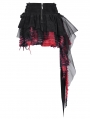 Black and Red Gothic Punk Mesh Splicing Pleated Mini Skirt