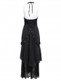 Black Gothic Sexy Hollow Out Halter Layered Maxi Dress