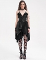 Black Gothic Punk Sexy V-Neck Irregular Short Dress