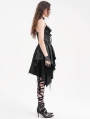 Black Gothic Punk Sexy V-Neck Irregular Short Dress