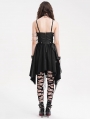 Black Gothic Punk Sexy V-Neck Irregular Short Dress