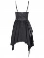 Black Gothic Punk Sexy V-Neck Irregular Short Dress