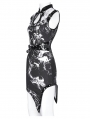 Black Gothic Printed Punk Asymmetric Sleeveless Cheongsam Dress