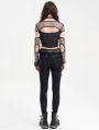 Black Gothic Punk Cut Out Fishnet Sleeve Crop Top for Women