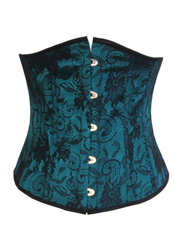 Green Pattern Underbust Gothic Victorian Corset