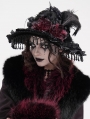 Black Vintage Gothic Victorian Beaded Fringe Trim Feather Hat for Women