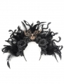 Black Gothic Gorgeous Serpent Rose Feather Party Headband