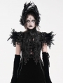 Black Vintage Gothic Tassels Feather Trim Short Cape for Women