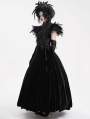 Black Vintage Gothic Tassels Feather Trim Short Cape for Women