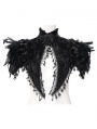 Black Vintage Gothic Tassels Feather Trim Short Cape for Women