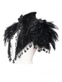 Black Vintage Gothic Tassels Feather Trim Short Cape for Women