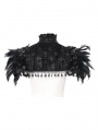 Black Vintage Gothic Tassels Feather Trim Short Cape for Women