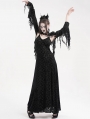 Black Gothic Retro Lace Embossed Velvet Shrug Cape for Women