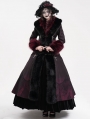 Black and Red Vintage Gothic Lapel Faux Fur Winter Warm Long Coat for Women