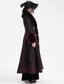 Black and Red Vintage Gothic Lapel Faux Fur Winter Warm Long Coat for Women