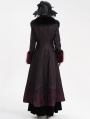 Black and Red Vintage Gothic Lapel Faux Fur Winter Warm Long Coat for Women