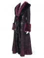 Black and Red Vintage Gothic Lapel Faux Fur Winter Warm Long Coat for Women