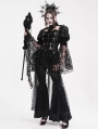 Black Vintage Gothic Lace Splice Velvet Puff Sleeve Jacket for Women