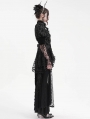 Black Vintage Gothic Lace Splice Velvet Puff Sleeve Jacket for Women