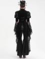 Black Vintage Gothic Lace Splice Velvet Puff Sleeve Jacket for Women