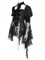 Black Vintage Gothic Lace Splice Velvet Puff Sleeve Jacket for Women