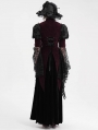 Wine Red Vintage Gothic Lace Splice Velvet Puff Sleeve Jacket for Women