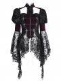 Wine Red Vintage Gothic Lace Splice Velvet Puff Sleeve Jacket for Women