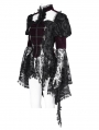 Wine Red Vintage Gothic Lace Splice Velvet Puff Sleeve Jacket for Women