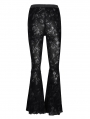 Black Gothic Rose Pattern Sexy Mesh Patchwork Flared Pants for Women