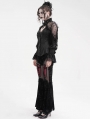 Black Gothic Vintage Ruffle Lace Tassled Fitted Shirt for Women