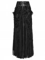 Black Gothic Gorgeous Flower Tassled Embroidered Lace Maxi Skirt