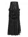 Black Gothic Gorgeous Flower Tassled Embroidered Lace Maxi Skirt