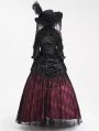 Black and Red Gothic Gorgeous Flower Tassled Embroidered Lace Maxi Skirt