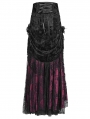 Black and Red Gothic Gorgeous Flower Tassled Embroidered Lace Maxi Skirt