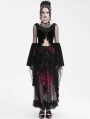 Black and Red Gorgeous Gothic Drawstring Layered Lace Party Skirt