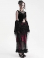 Black and Red Gorgeous Gothic Drawstring Layered Lace Party Skirt