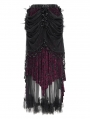 Black and Red Gorgeous Gothic Drawstring Layered Lace Party Skirt