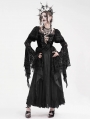 Black Gothic Retro Sexy Ruffled Lace Flared Sleeve Long Party Dress