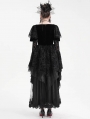 Black Gothic Retro Sexy Ruffled Lace Flared Sleeve Long Party Dress